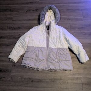 Weather Tamer White and Gray Hooded Coat